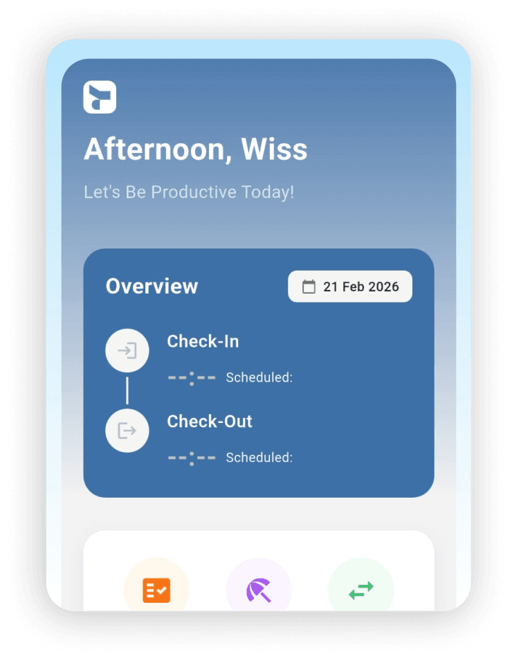 Dashboard showing real-time check-in and check-out attendance overview